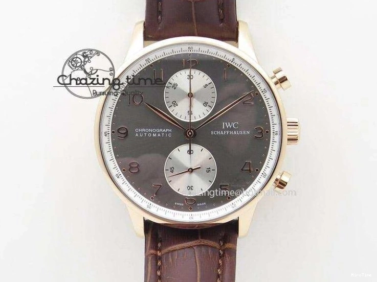 MIROTIME 0122 Sustainable Portuguese IW5444 SS White Dial RG Numbers On Brown Leather Strap A 7256